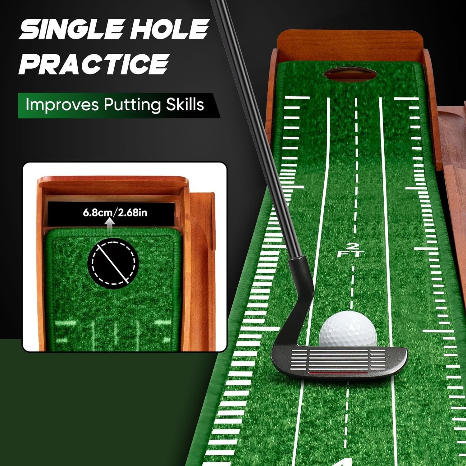 Indoor Golf Putting Mat Set Training Aid With Ball Return Home Practice