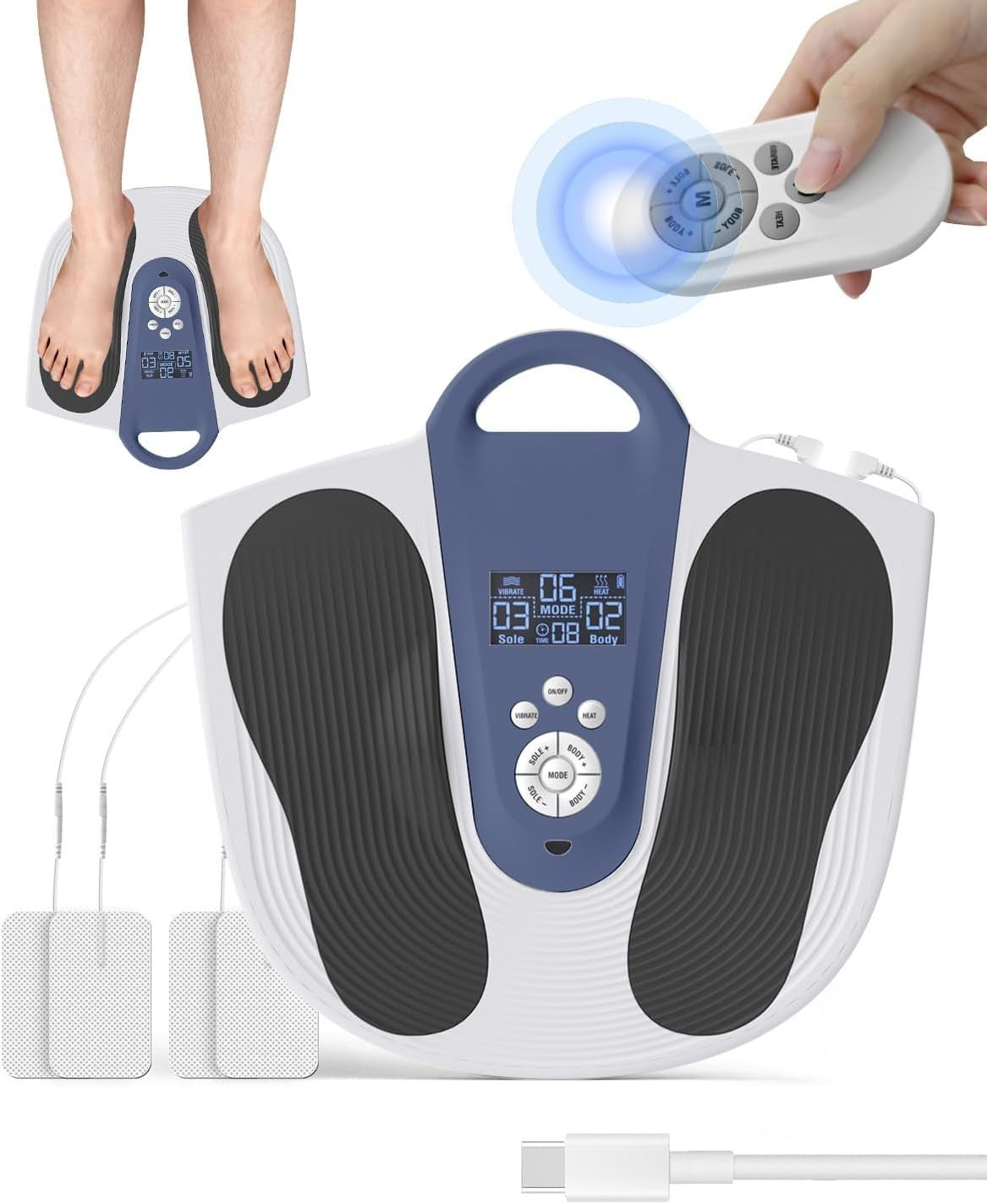 EMS Foot Massager With Heat TENS Pads Pain Relief Circulation 99 Levels