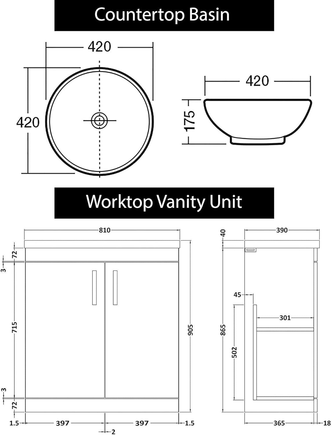 800mm Floor Standing Vanity Unit with Basin 2 Door Indigo Grey Gloss Sink Cabine