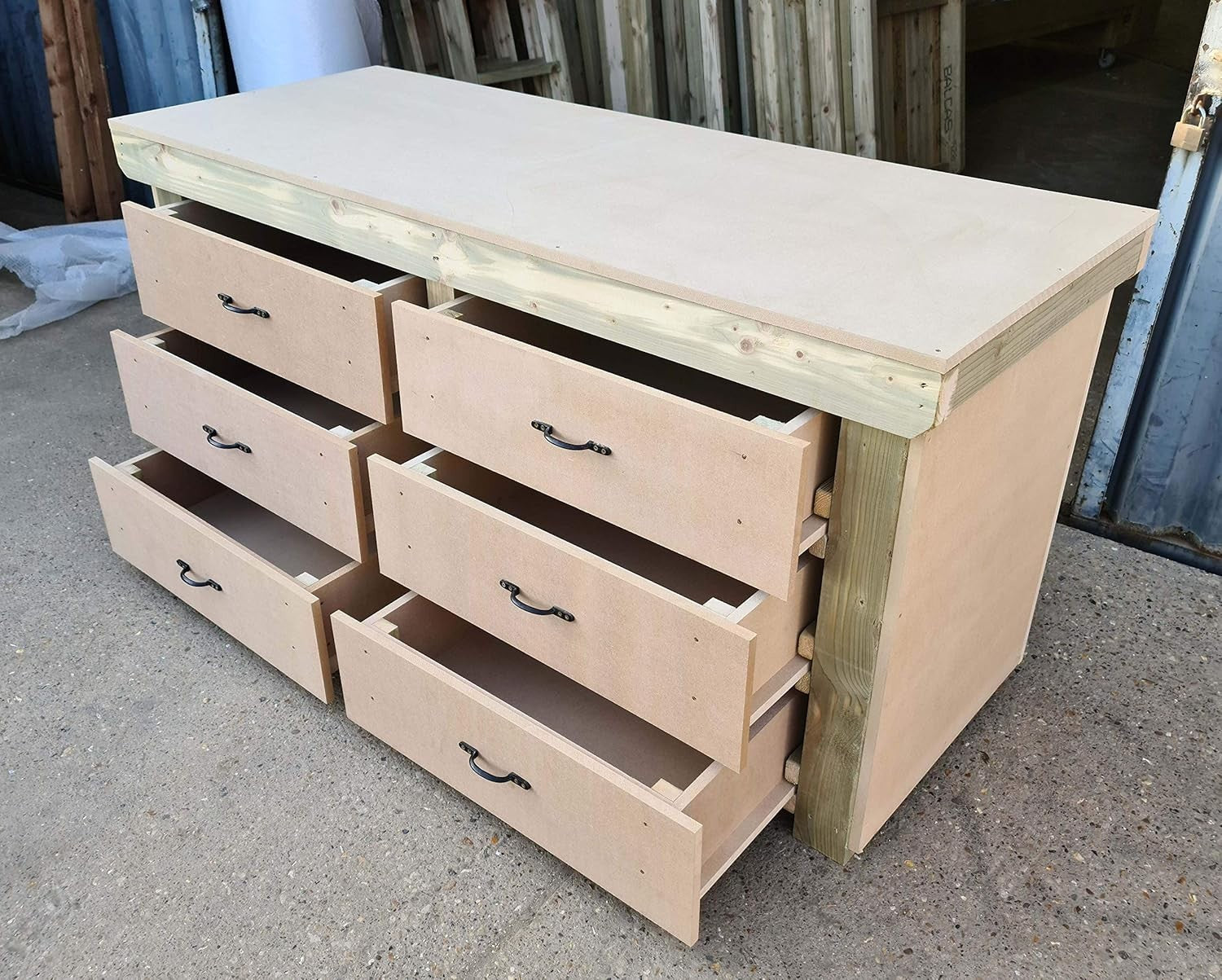 5ft Heavy Duty Wooden Workbench Tool Cabinet – 18mm MDF Top & 6 Drawers