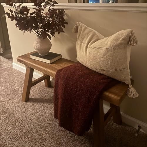 Farmhouse Solid Wood Entryway Bench – Rustic Dining or Hallway Seat Wood Bench