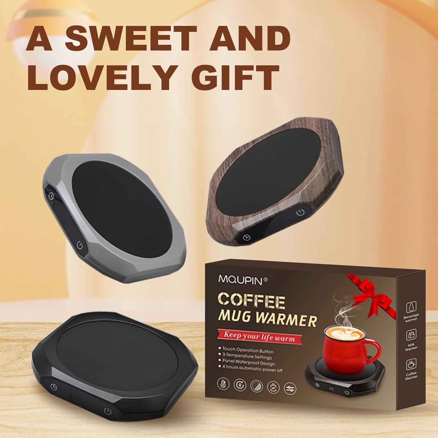 Coffee Mug Warmer 3 Temp Auto Shut Off Desk Heater Grey