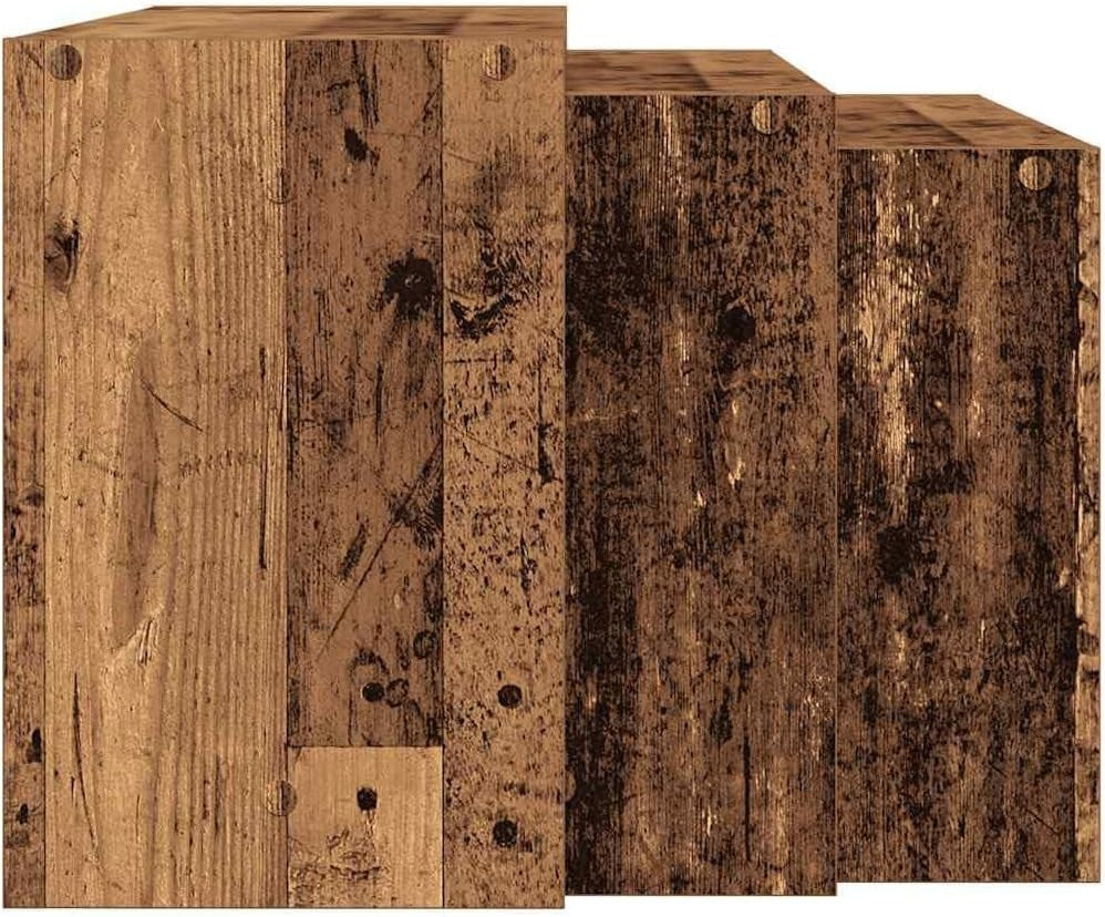 Modern Nesting End Side Tables Set of 2 Rectangular Walnut Wood Stackable Old Wo