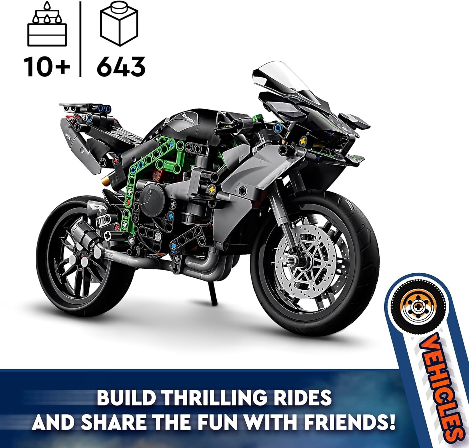643PCS Motorbike Model Kit | 2-Speed Gearbox | Realistic Build for Kids 10+