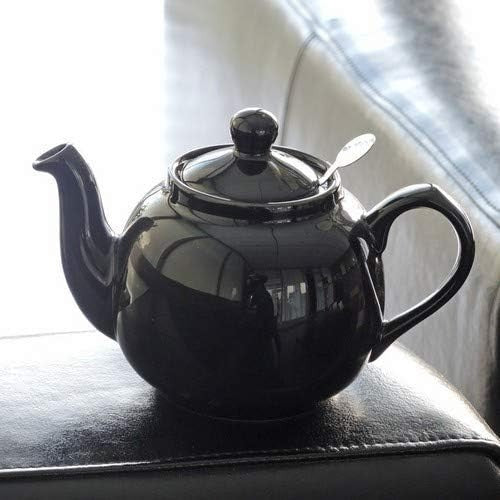 Ceramic Teapot with Infuser 600ml Gloss Black Loose Leaf Tea Pot