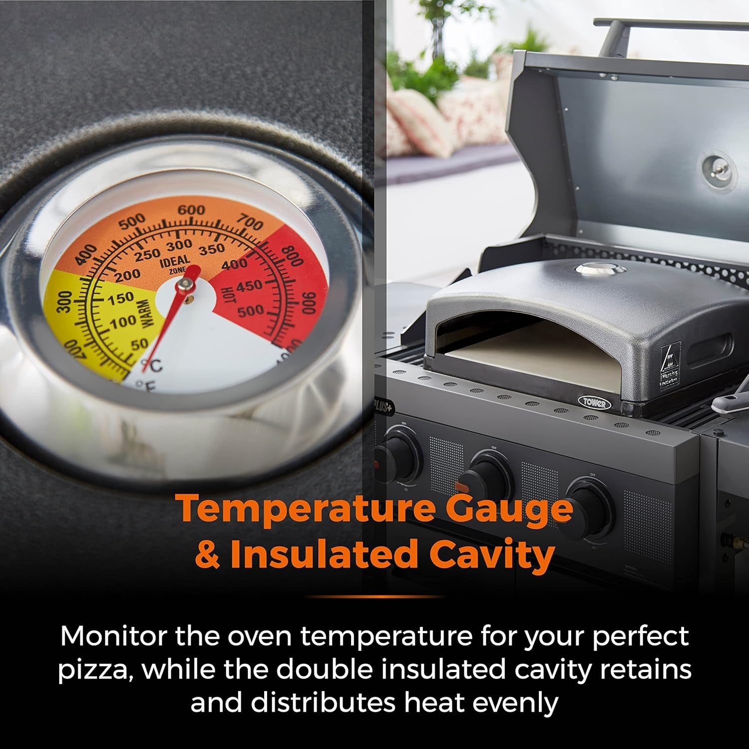 Outdoor Pizza Oven with Paddle & Bag | BBQ Grill Stone Pizza Maker 10" | Black