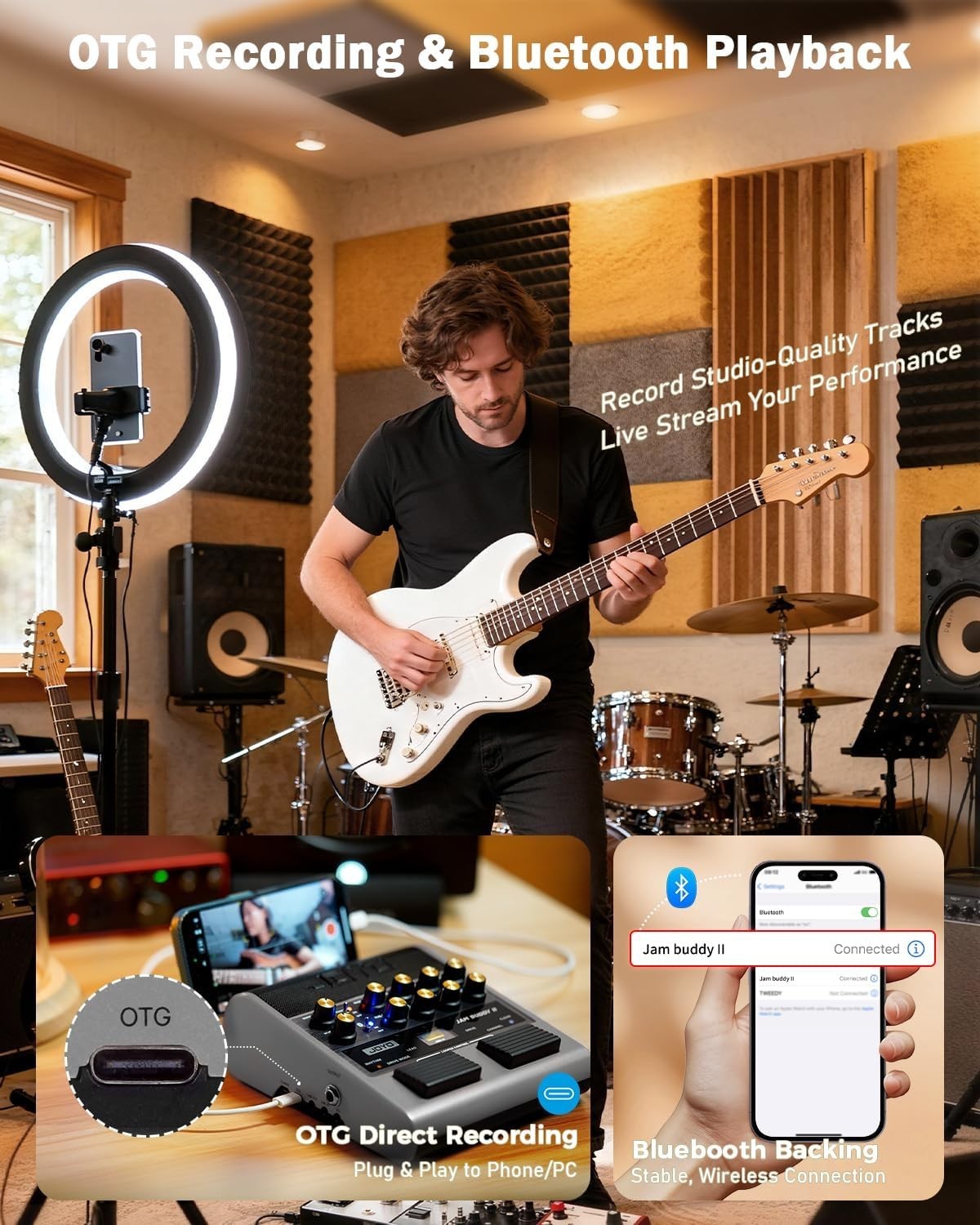 10W Electric Guitar Amp Multi Effects Bluetooth Looper OTG