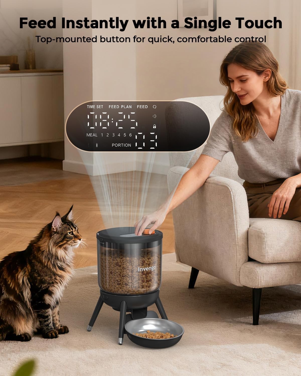 Timed Automatic Pet Feeder 3L Food Dispenser Dual Power Control