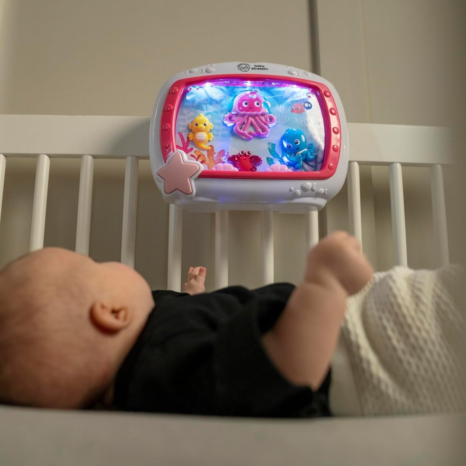 Baby Sleep Soother & Crib Toy – Light Effects, Remote, Pink, Infant Newborn