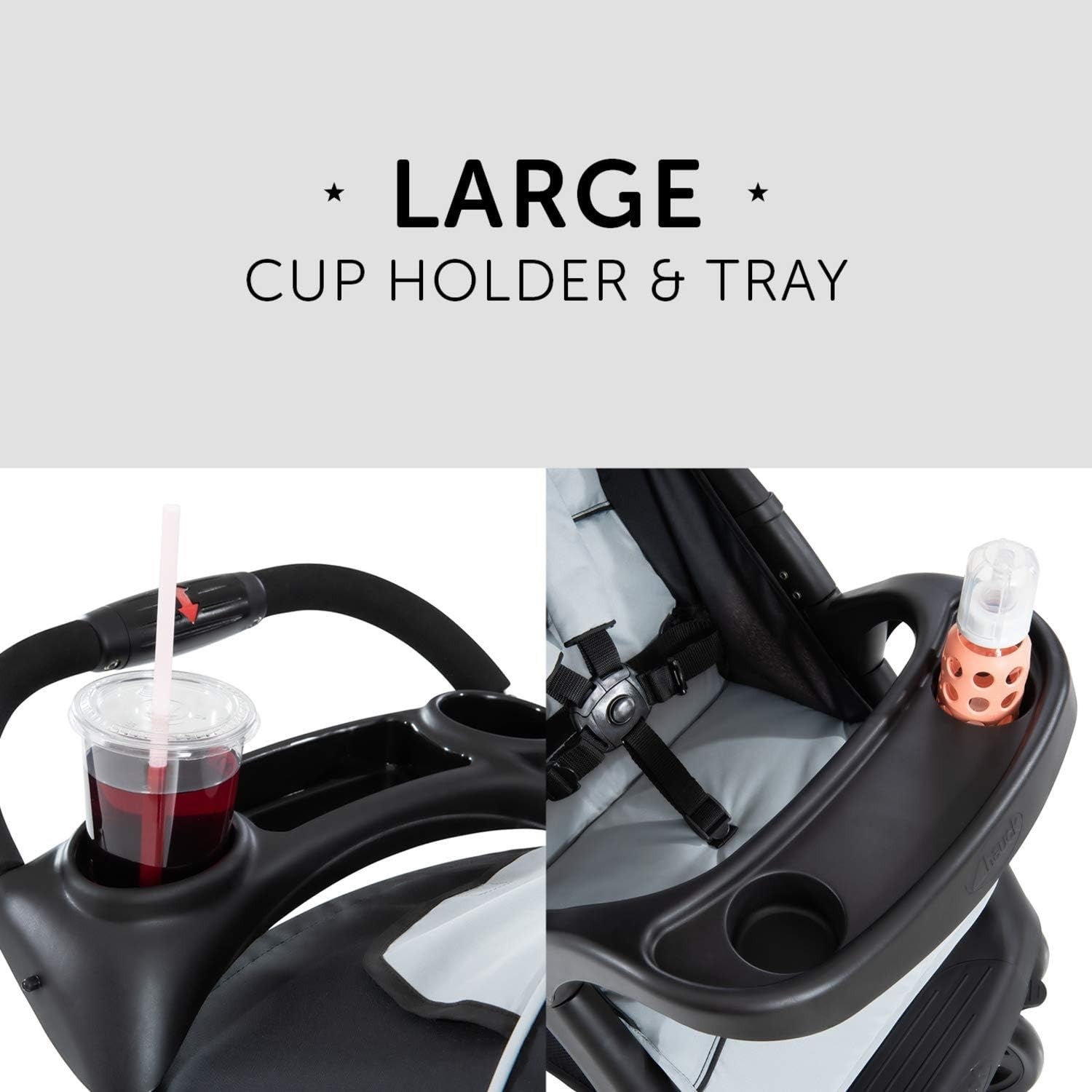 Lightweight Pushchair Compact Fold Reclining Seat Snack Tray 0-22kg Caviar