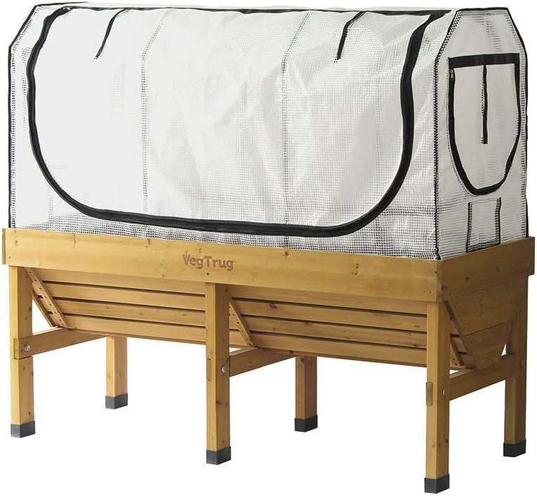 Raised Bed Greenhouse Frame & PE Cover Set 180x72x83cm White Garden Grow Tent