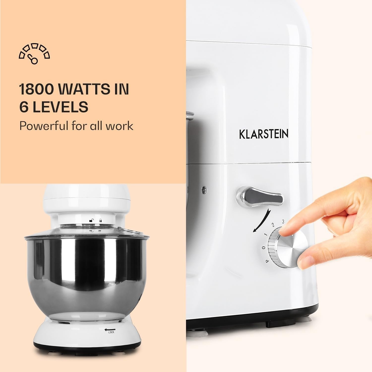 5L White Stand Mixer 1800W 6-Speed Planetary Dough & Cake Mixer