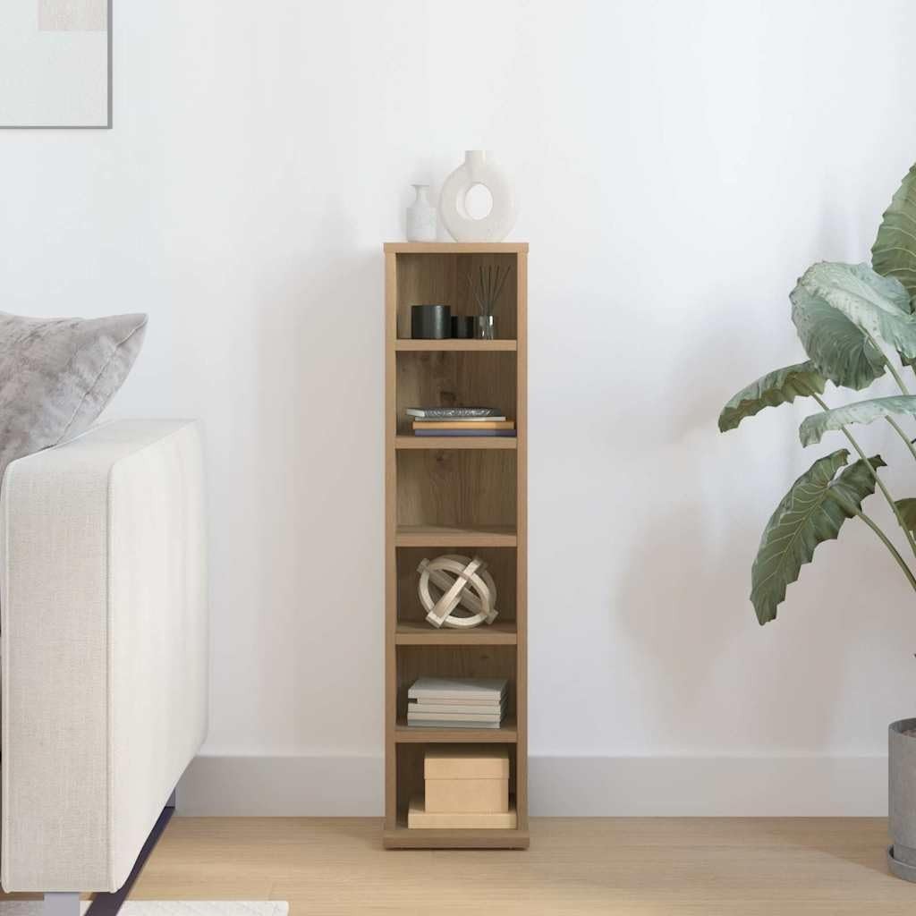 CD DVD Storage Cabinet Oak Media Tower Shelf Organizer Space Saving