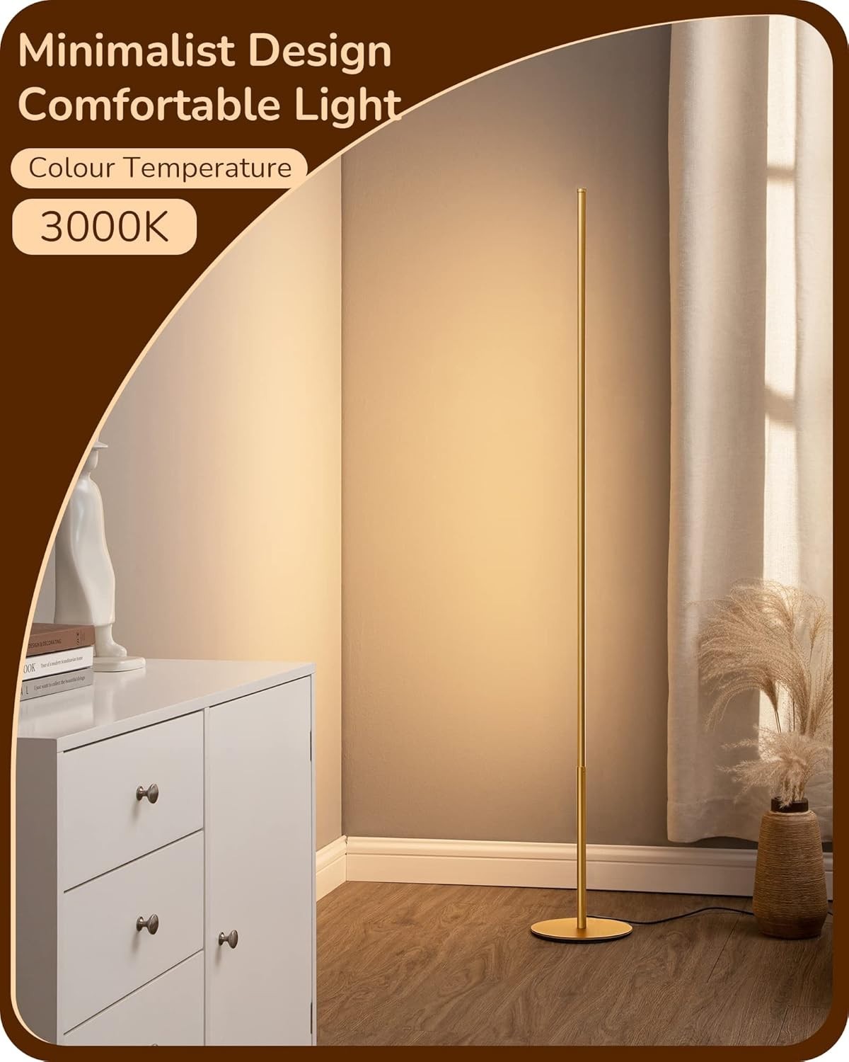 2 Pack Dimmable LED Floor Lamp 57.5" Slim Standing Light Warm White