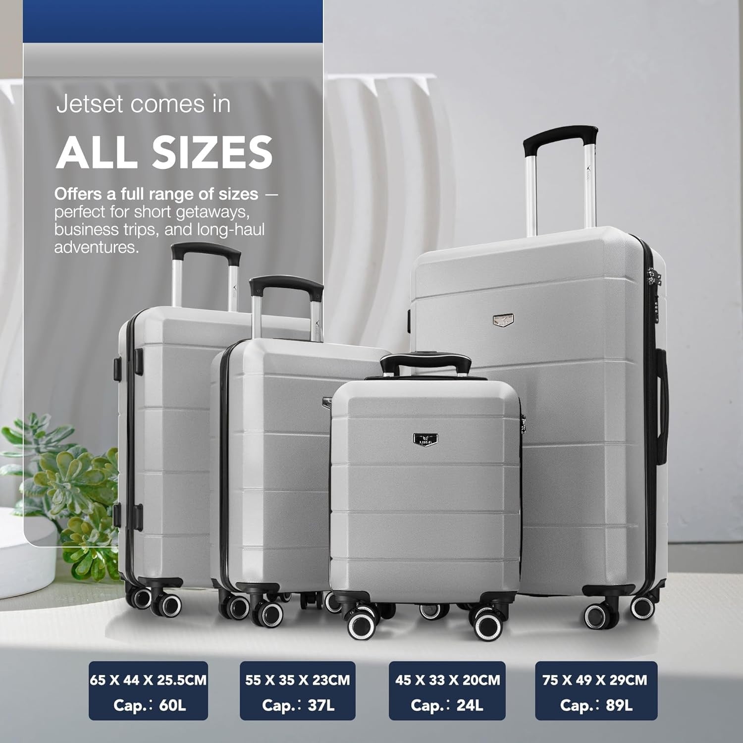 Large 28” Checked Suitcase ABS Hard Shell 4 Wheel Spinner TSA Lock