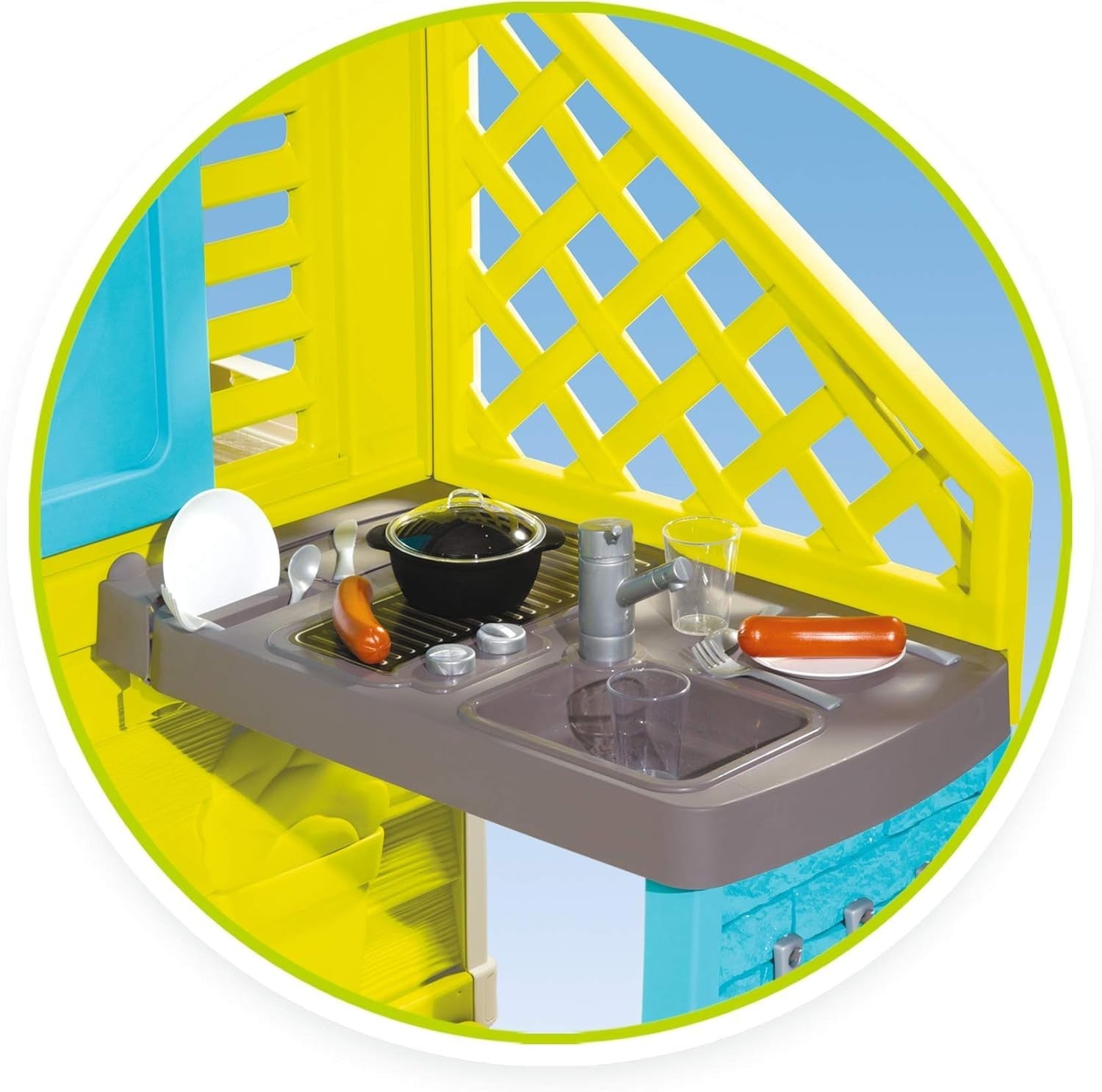 Kids Playhouse Indoor Outdoor w Kitchen Large Garden Toy House