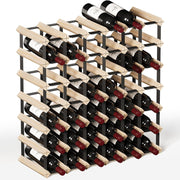 42 Bottle Wine Rack Pine Wood & Metal Freestanding Wine Storage Shelf Organizer