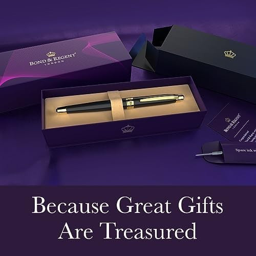 Luxury Rollerball Pen Royal Blue 24K Gold Trim Medium Black Ink