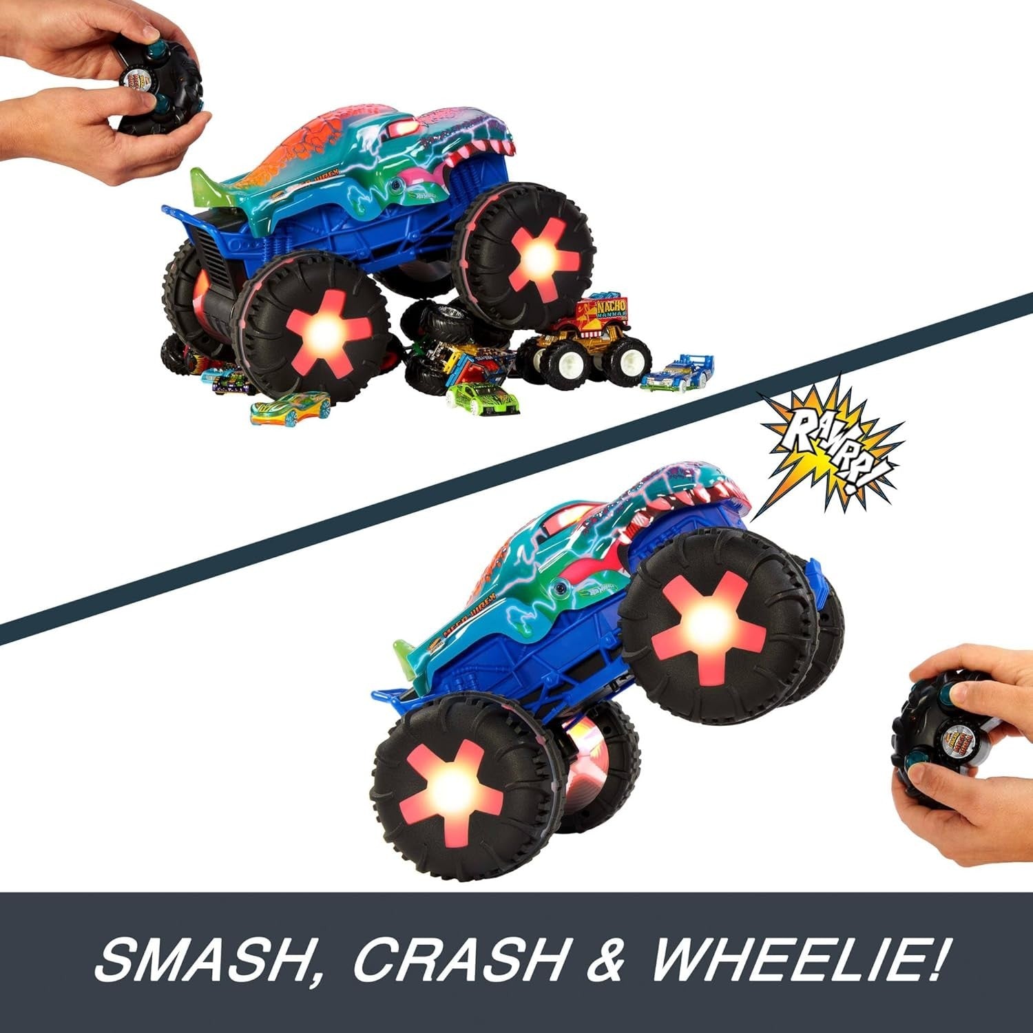 Mega-Wrex Monster RC Truck 1:15 Scale – Lights, Sounds & 3 Play Modes Battery