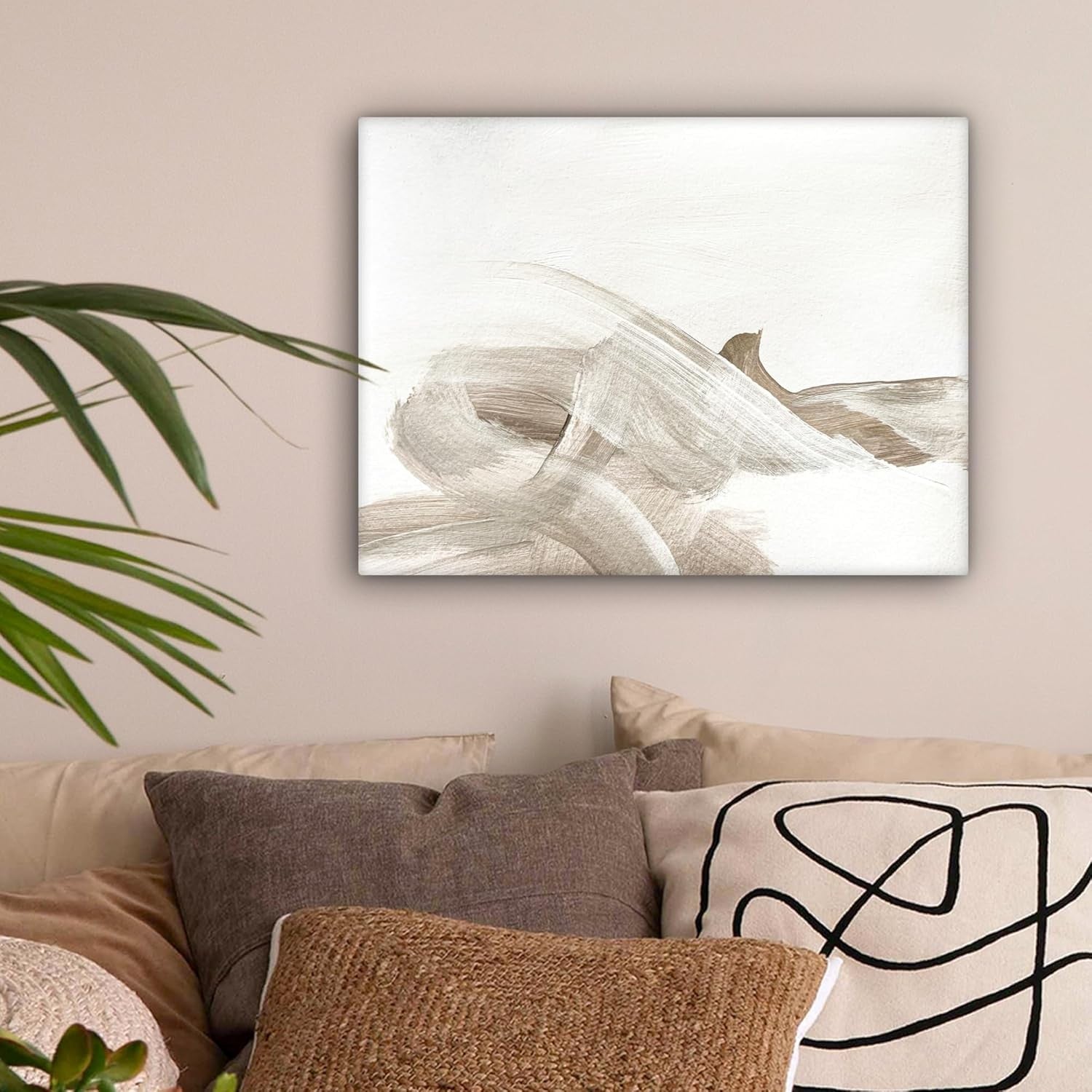 Beige Abstract Canvas Wall Art 40x30cm Framed Print