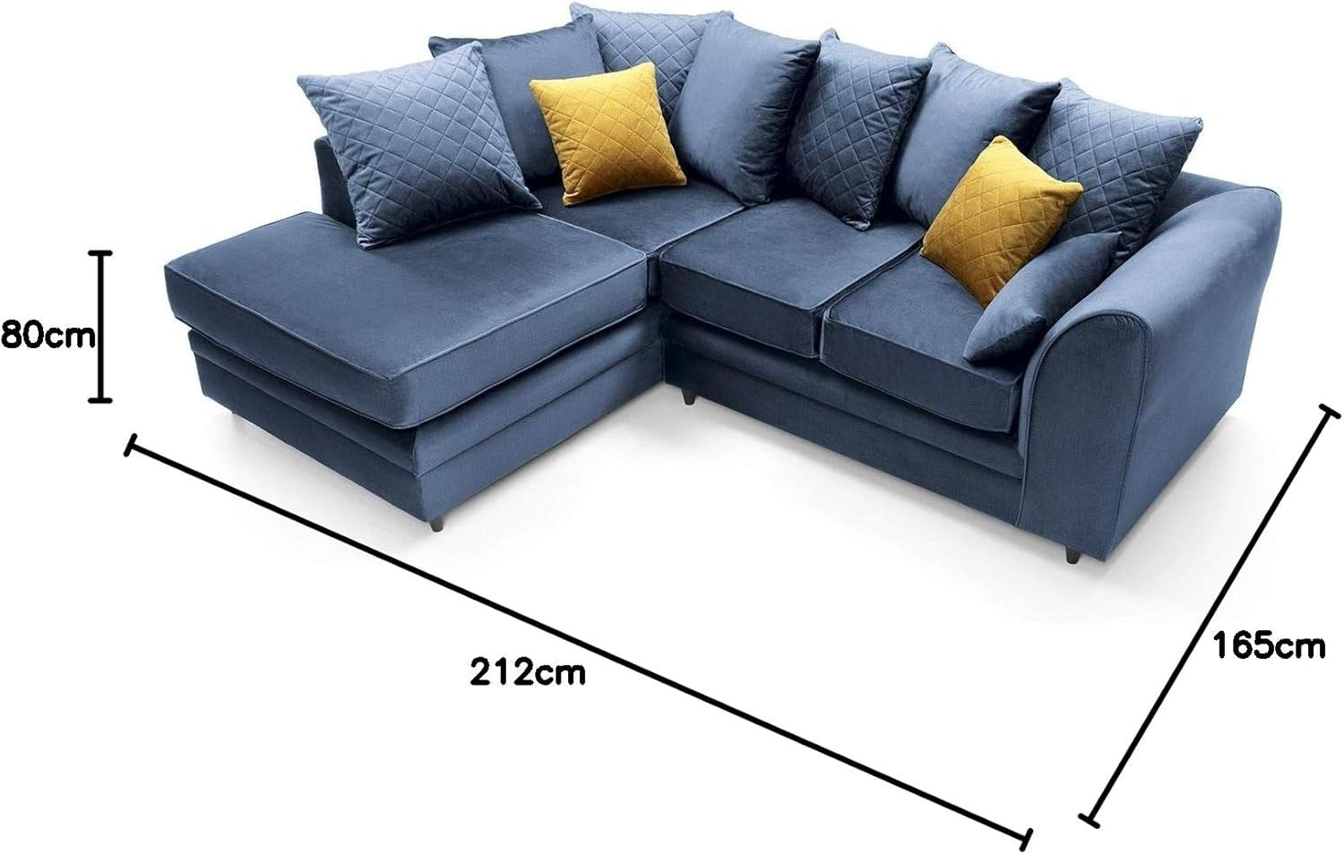 Dark Blue Velvet L Shape Corner Sofa 4 Seater – Water Repellent & Plush