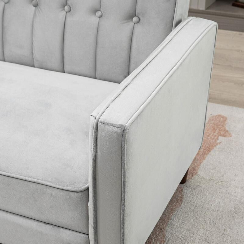 3 Seater Velvet Sofa Bed Light Grey Click Clack Couch Split Back Guest Bed