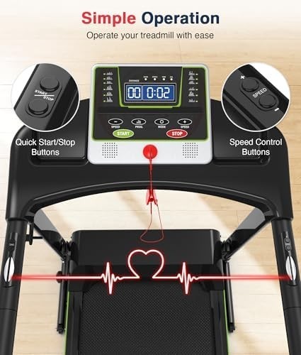 Foldable Home Walking Treadmill 300LBS Heavy Duty with Long Handrail & LCD