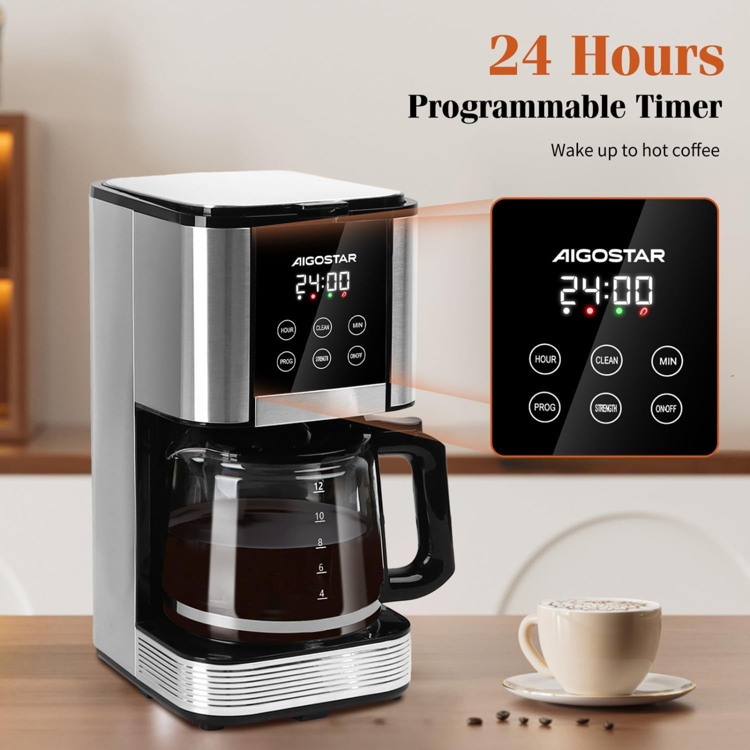 Filter Coffee Machine 1.5L | LED Touch Screen | Programmable Timer