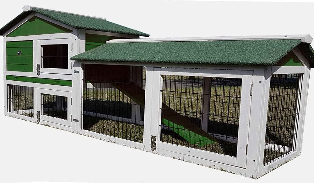 Large XL Rabbit Hutch with Run 2 Tier Outdoor Guinea Pig Cage Night Shutter