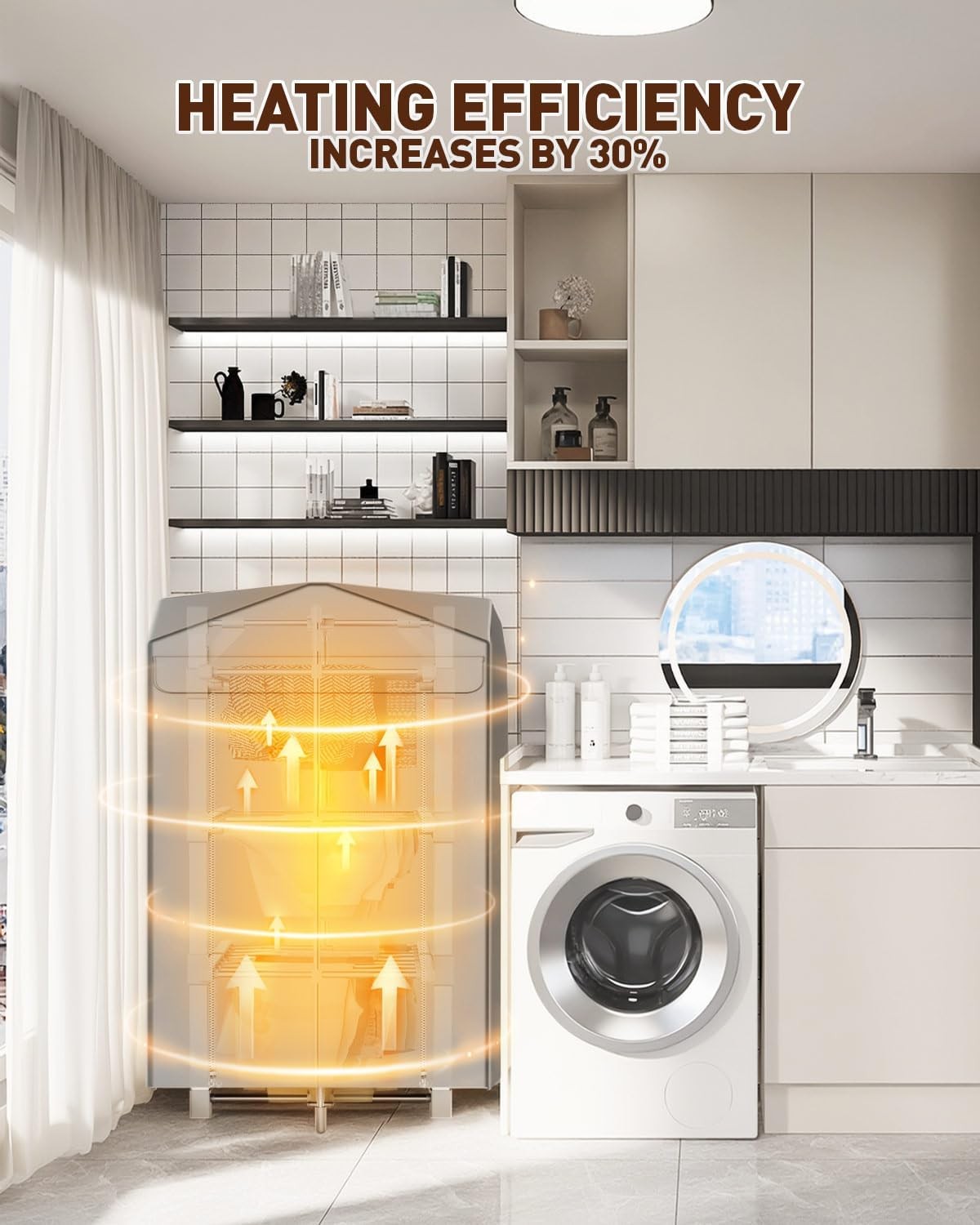 3 Tier Heated Clothes Airer Electric Dryer 24 Heated Bars With Cover