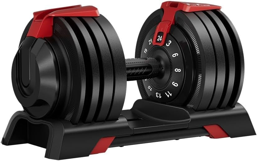 Adjustable Rotation Dumbbells Pair 2x24kg Quick Select Home Gym Weights