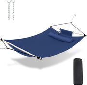 12FT Anti-Flip Double Hammock with Iron Spreader Bars & Nylon Ropes, 450LB