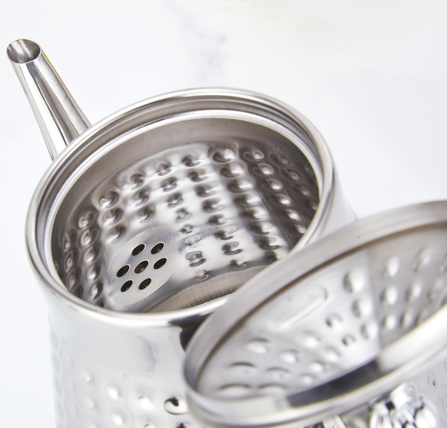 Stainless Steel Teapot 40oz 1.2L Tea Pot w/ Infuser Hammered Finish