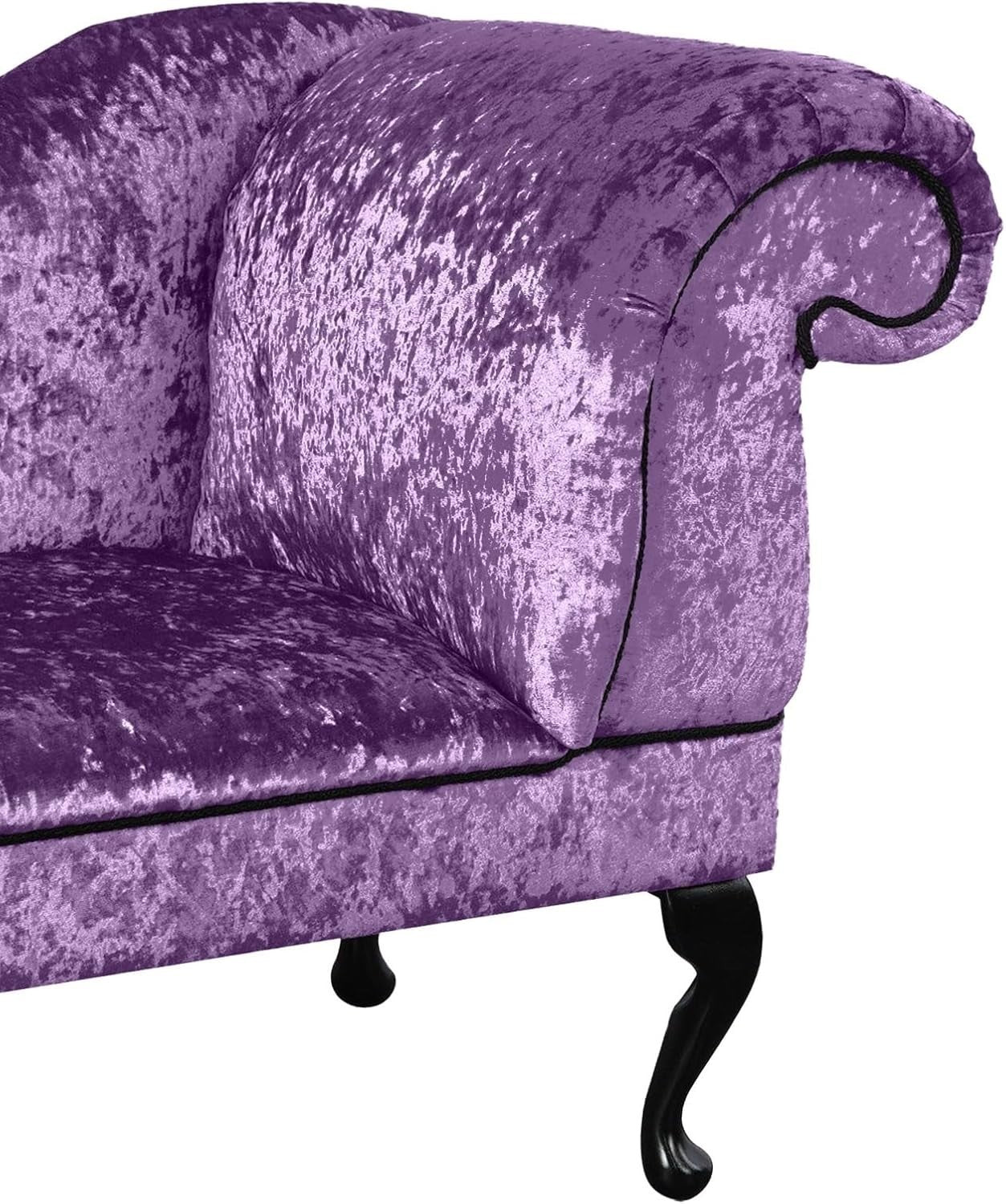 Shimmer Velvet Chaise Lounge Sofa Right Hand – Grape, UK Handmade
