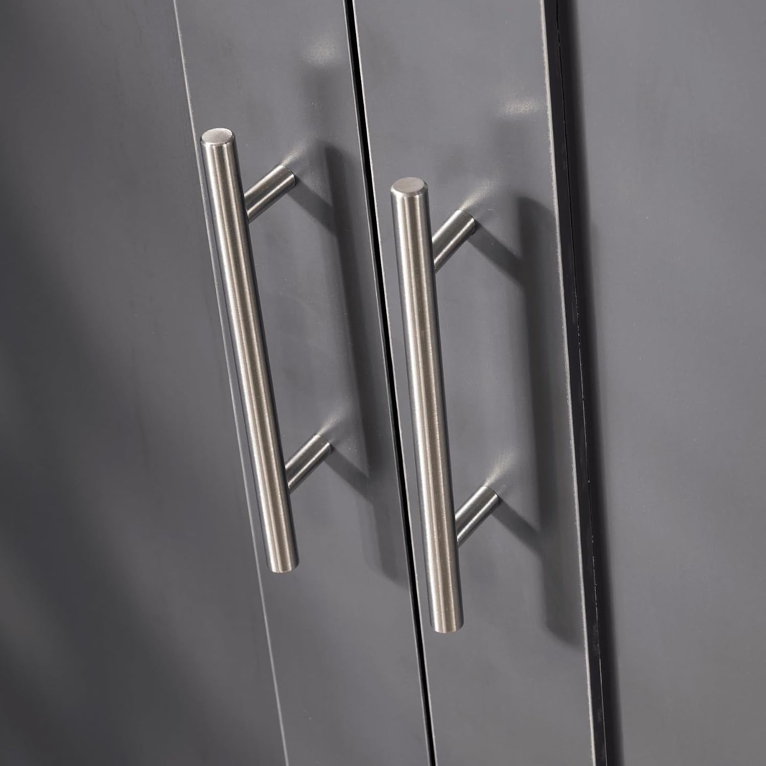 3 Door Dark Grey Wardrobe with Hanging Rail & 5 Shelves for Clothes