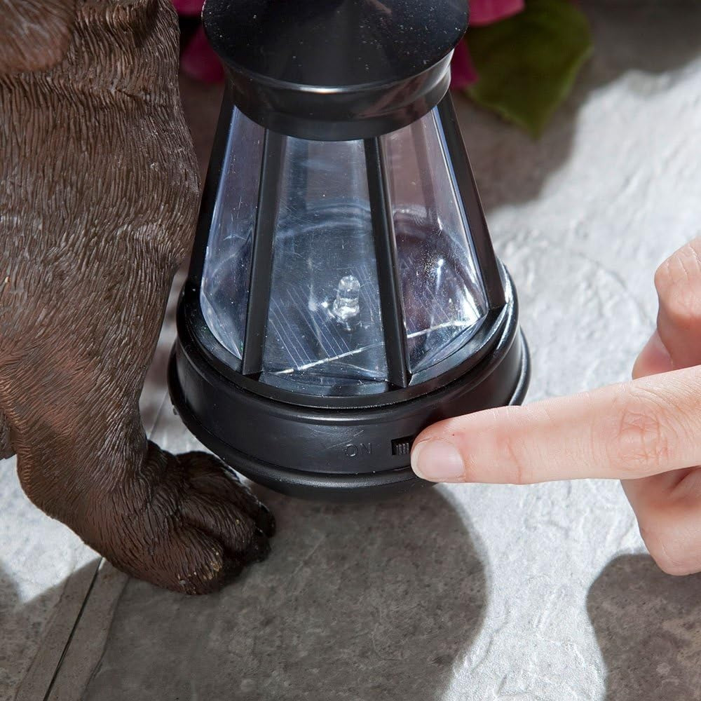 Dachshund Solar Lantern Statue Dog Garden Light Resin LED