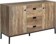 Industrial Sideboard Rustic Brown 3 Drawer 2 Door Cabinet Storage Unit