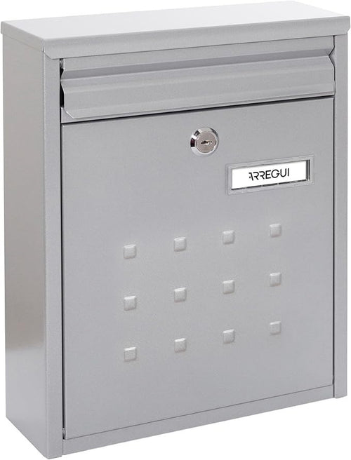 Lockable Wall Mounted Mailbox DIN A4 Size Slim Waterproof Steel Post Box Silver