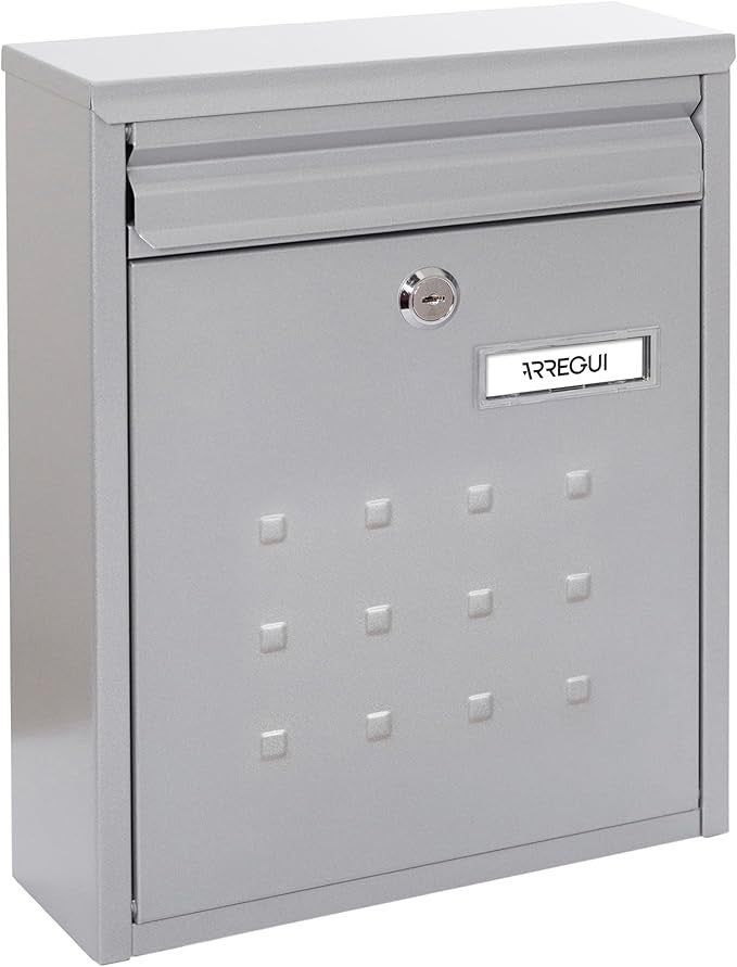 Lockable Wall Mounted Mailbox DIN A4 Size Slim Waterproof Steel Post Box Silver