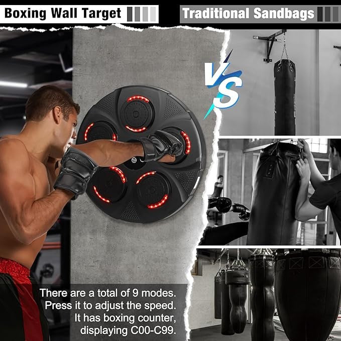 Smart Electronic Music Boxing Target Bluetooth LED Wall Mounted Home Gym