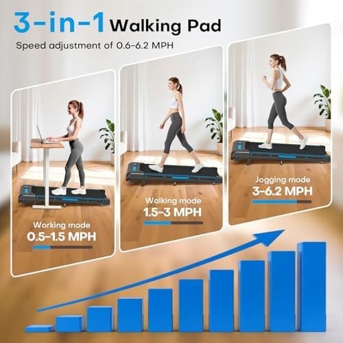Foldable 3-in-1 Walking Pad Treadmill 10KM/H 9% Incline Home Fitness