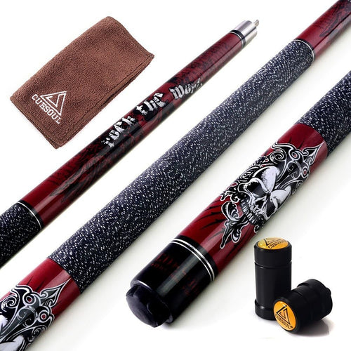 58” Pro Pool Cue 21oz Maple Shaft 13mm Tip Linen Grip Soft Case