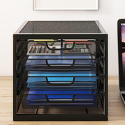 Desktop Paper Tray Organizer 4 Sliding Drawers Metal Office Filing Storage