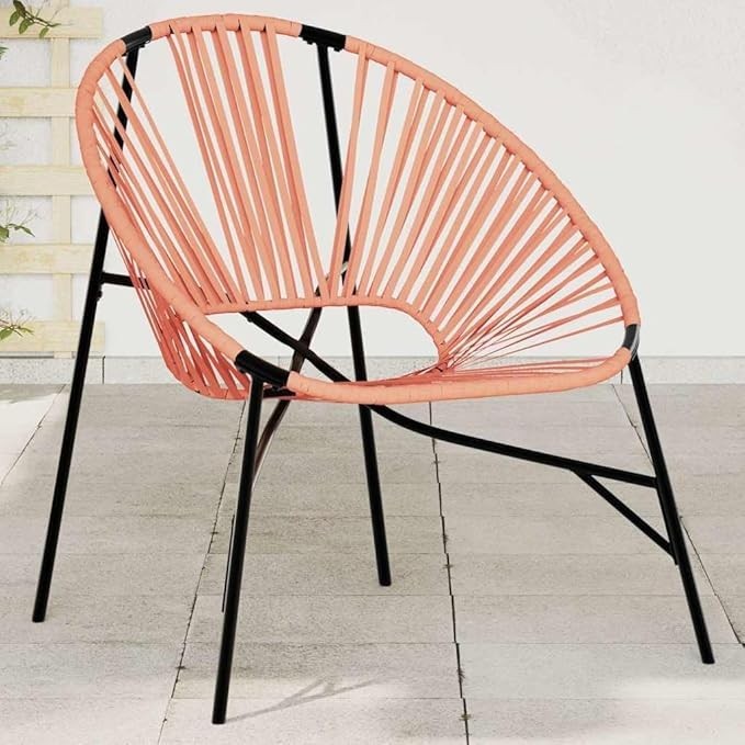 Outdoor Garden Egg Chair Black & Orange Rattan Seat – Comfortable & Durable