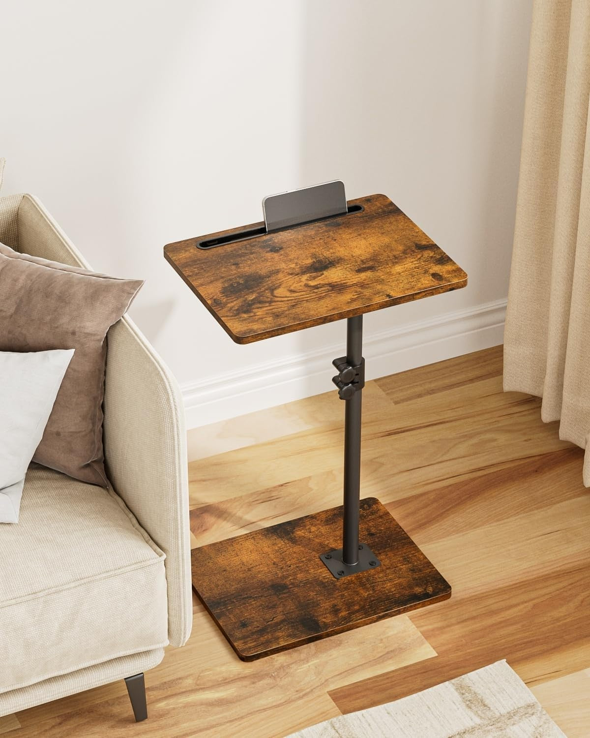 Adjustable C-Shaped Swivel Side Table 45-81cm Small Sofa Laptop Tray
