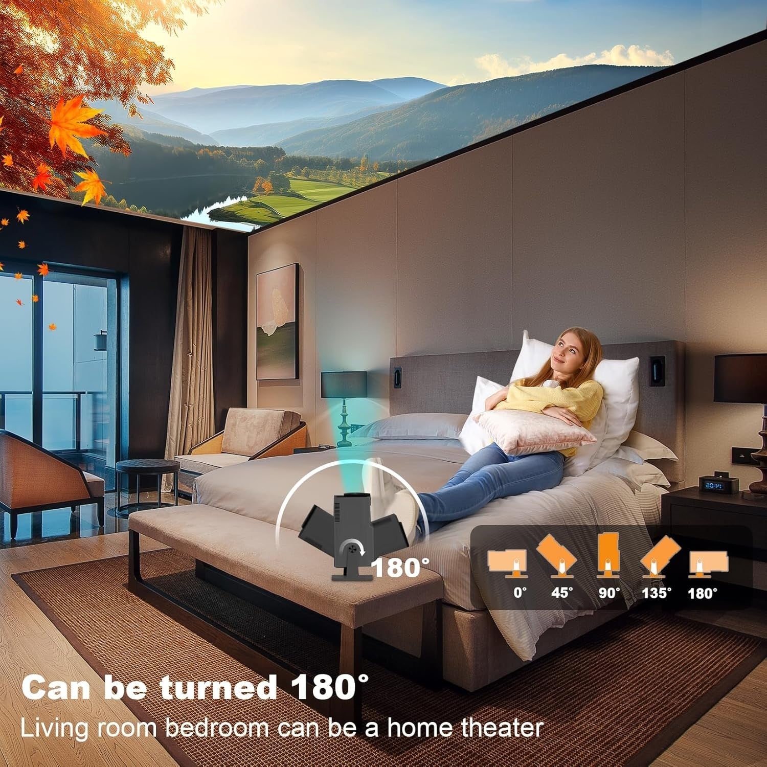 Android Mini Projector WiFi 6 Bluetooth 4K Ready 180° Rotating HD