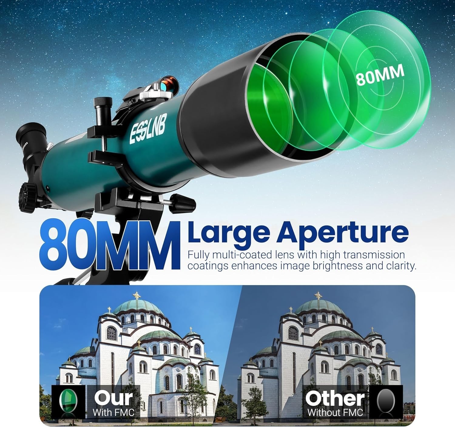 Telescope for Astronomy with Smartphone Adapter & Adjustable Tripod