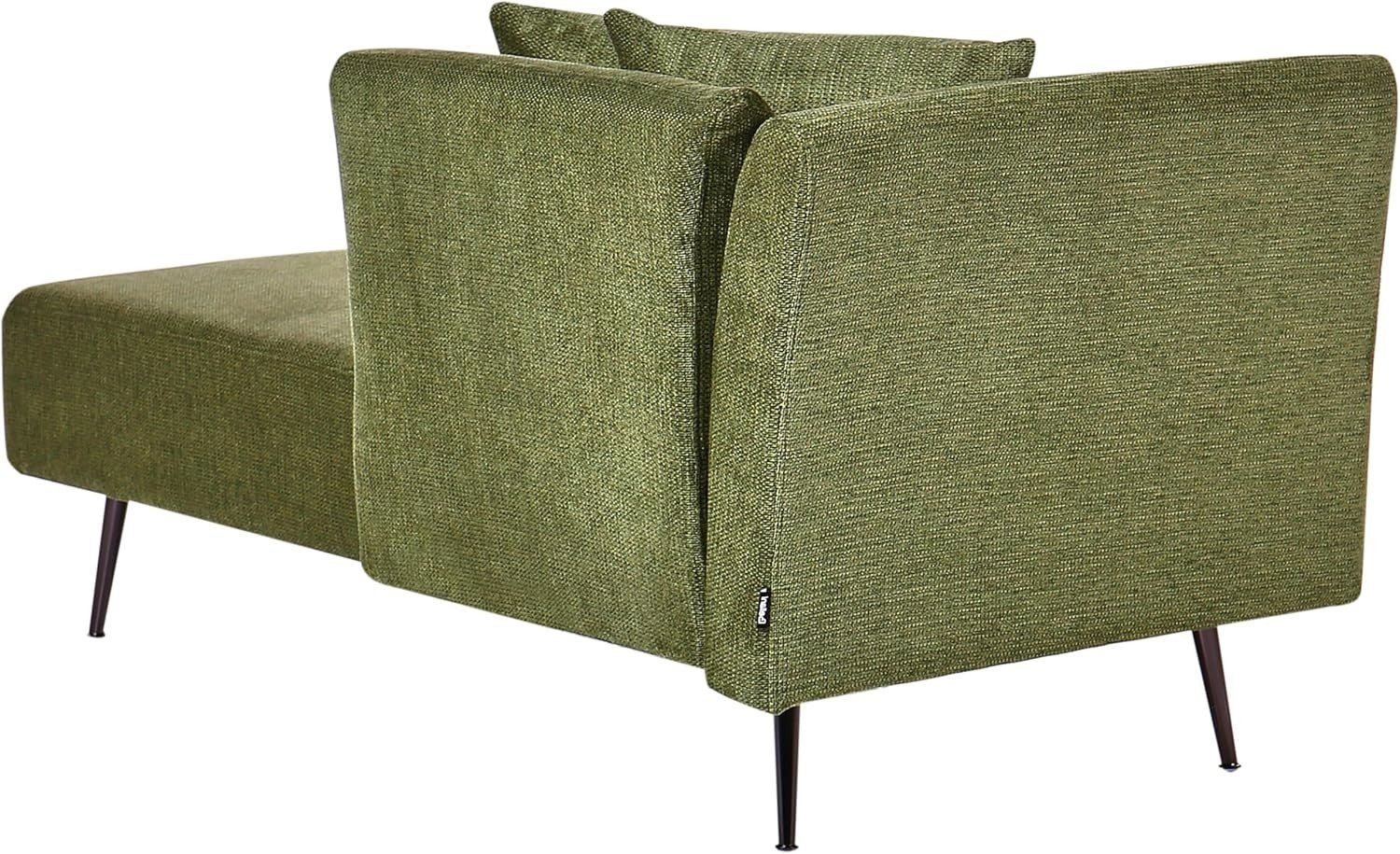 Modern Left Hand Chaise Lounge Green Polyester Fabric Cushions Wood Frame