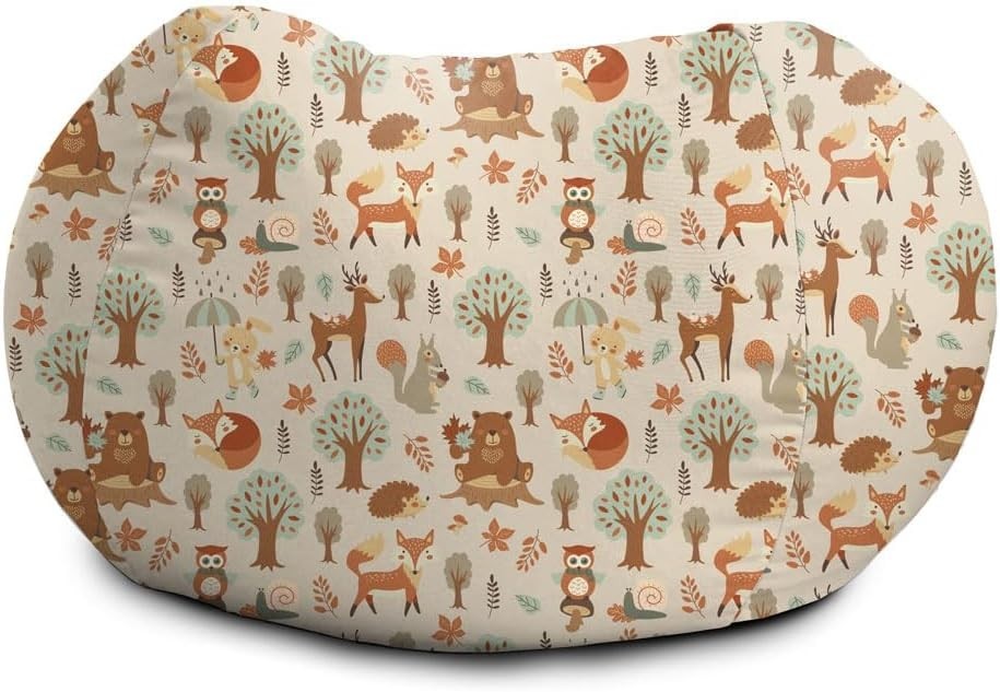 Kids Woodland Theme Bean Bag Chair Soft Durable Machine Washable 60x80cm