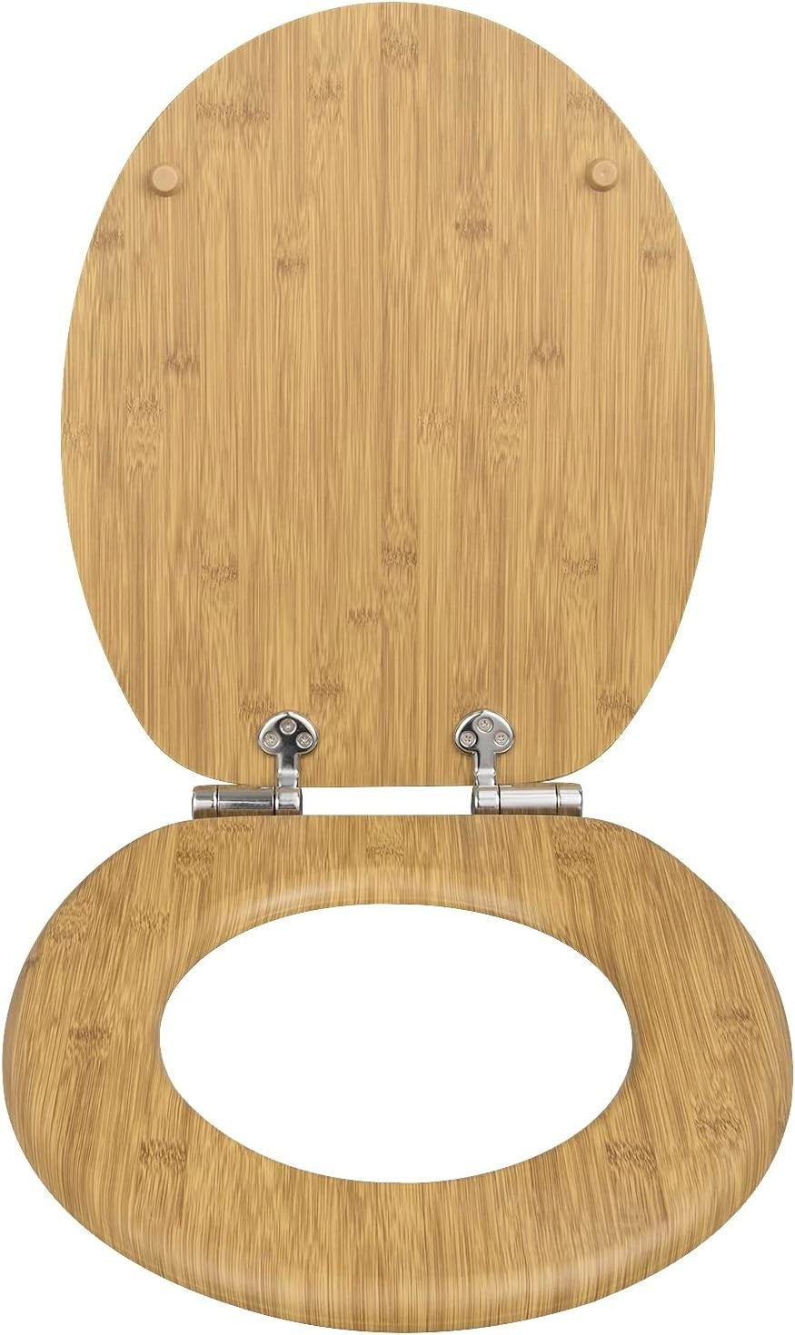Wooden Toilet Seat Soft Close Bamboo Look MDF Heavy Duty Standard WC 43.8x37.8cm